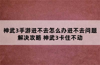 神武3手游进不去怎么办进不去问题解决攻略 神武3卡住不动